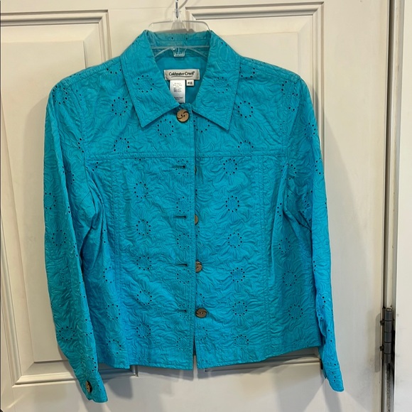 Turquoise Button-Up Jacket - Picture 1 of 4